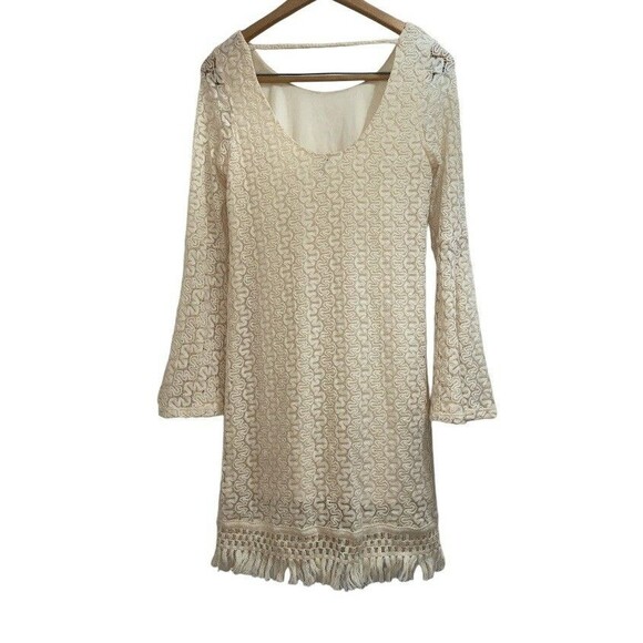 Ivory Lace Overlay Cocktail Dress Medium Design Lab Lord & Taylor Coquette - Picture 2 of 9